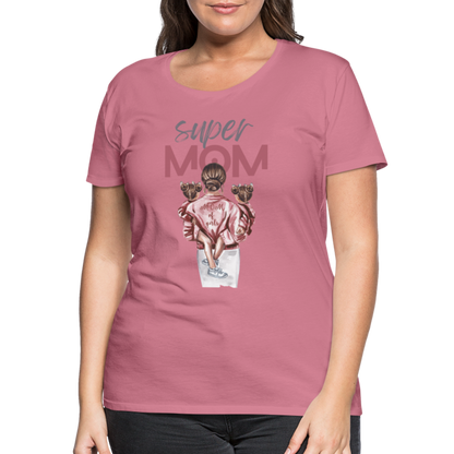 Frauen Premium T-Shirt - Super MOM Design - Malve