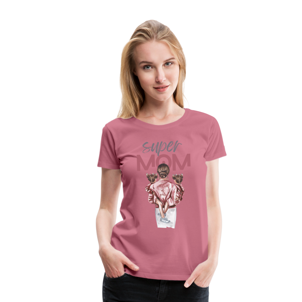 Frauen Premium T-Shirt - Super MOM Design - Malve