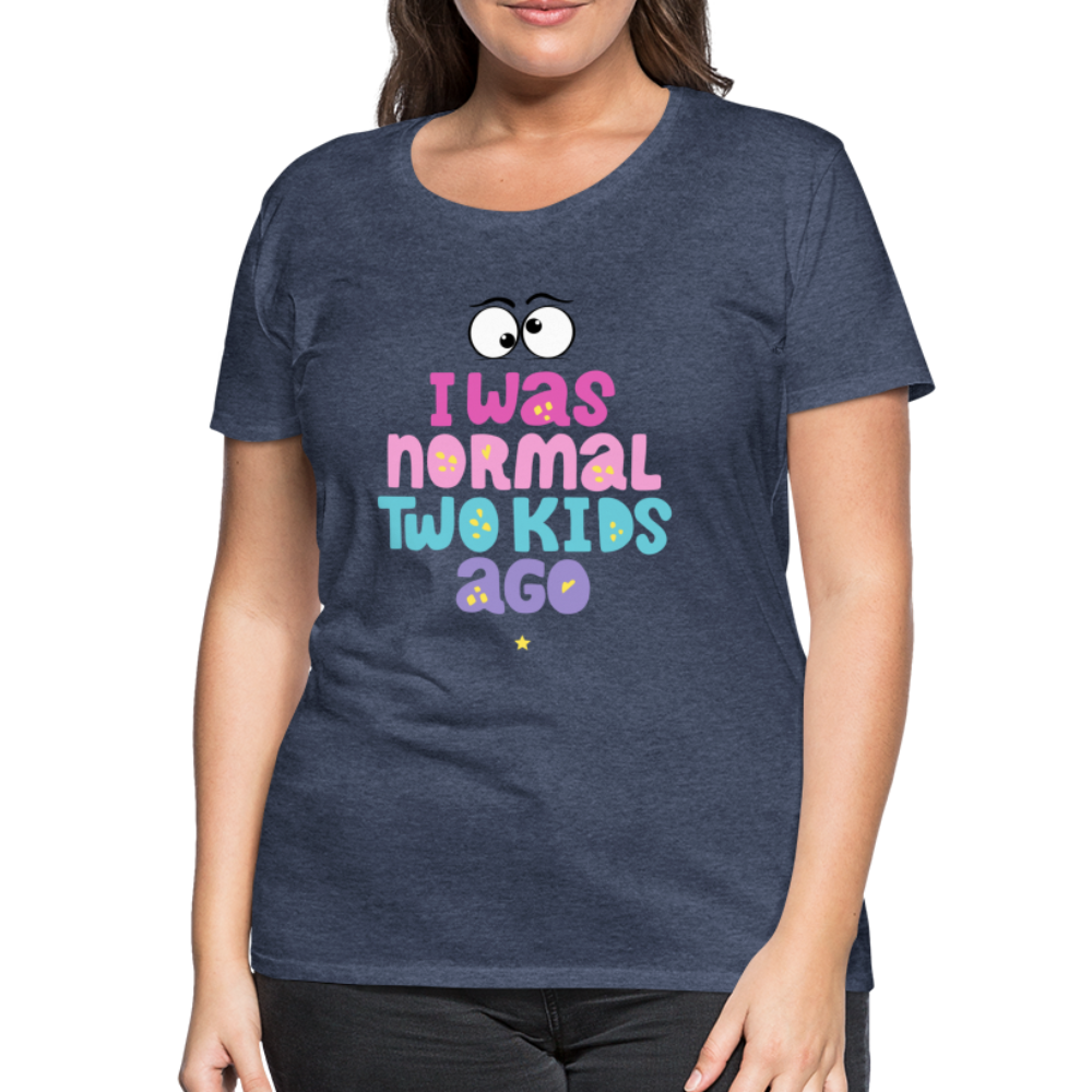 Frauen Premium T-Shirt - I was normal two kids ago - Blau meliert