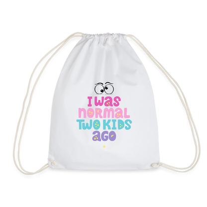 Turnbeutel Damenrucksack - I was normal two kids ago - weiß