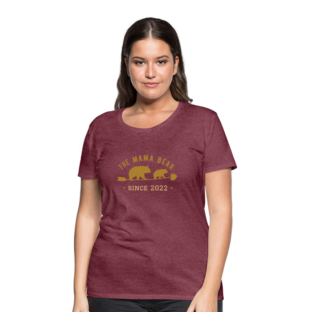 Mama Bear T-Shirt - Jahreszahl personalisierbar - Bordeauxrot meliert