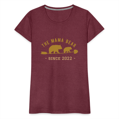 Mama Bear T-Shirt - Jahreszahl personalisierbar - Bordeauxrot meliert