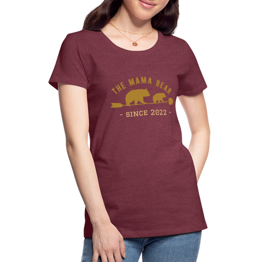 Mama Bear T-Shirt - Jahreszahl personalisierbar - Bordeauxrot meliert