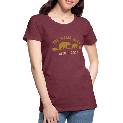 Mama Bear T-Shirt - Jahreszahl personalisierbar - Bordeauxrot meliert