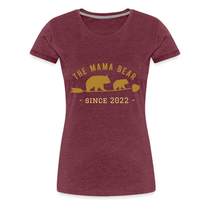 Mama Bear T-Shirt - Jahreszahl personalisierbar - Bordeauxrot meliert