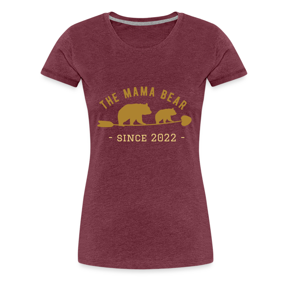 Mama Bear T-Shirt - Jahreszahl personalisierbar - Bordeauxrot meliert